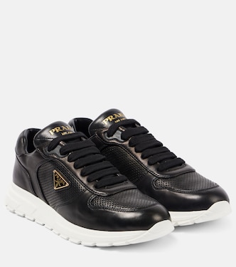 Logo leather sneakers | Prada