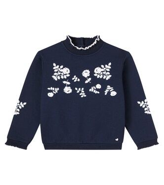 Floral ruffled cotton jersey sweatshirt | Tartine et Chocolat