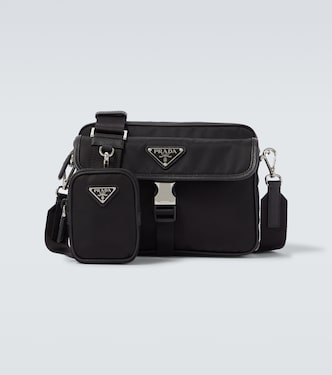 Re-Nylon leather-trimmed shoulder bag | Prada