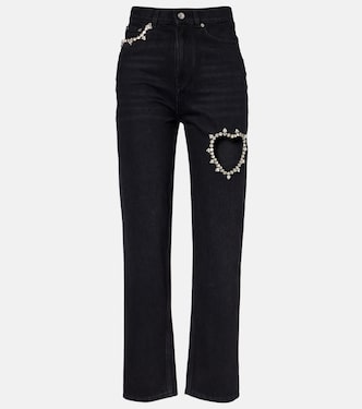 Wide-Leg Jeans mit Kristallen | Area