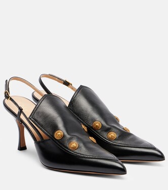 Agnes embellished leather slingback pumps | Chloé