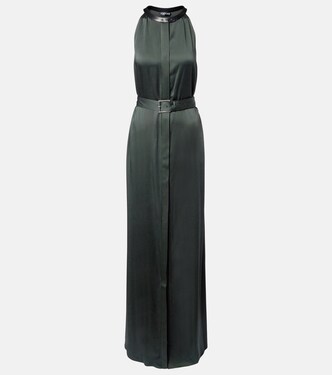 Belted satin crêpe halterneck gown | Tom Ford