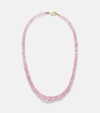 18kt gold beaded necklace with morganites | Ileana Makri