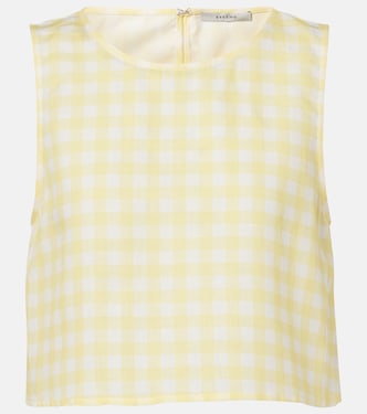 Crop top Kobe de lino y algodón a cuadros vichy | Asceno