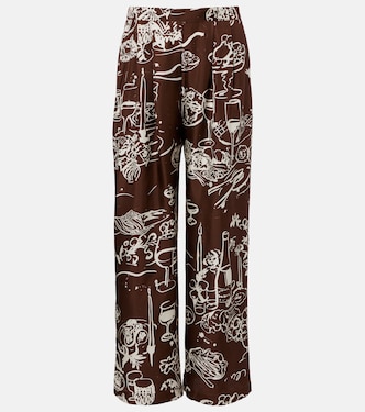 Isola printed silk twill wide-leg pants | Asceno