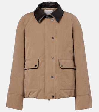 Leather-trimmed padded jacket | Brunello Cucinelli