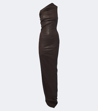 Athena asymmetric draped leather gown | Rick Owens