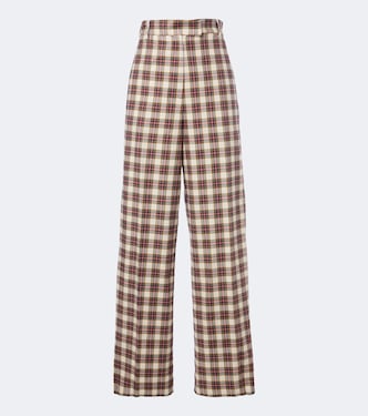 Plaid cotton flannel wide-leg pants | Dries Van Noten