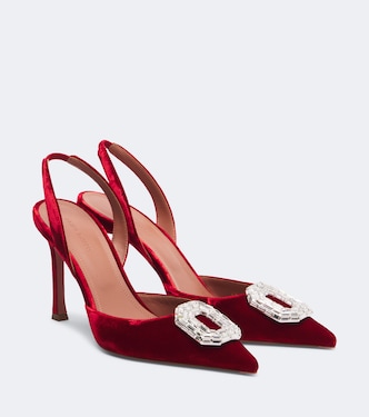 Camelia embellished velvet slingback pumps | Amina Muaddi