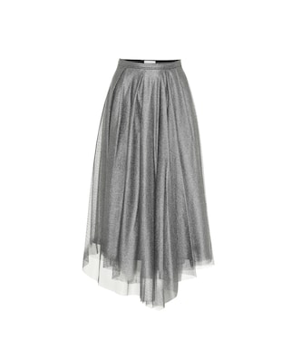 Cotton-blend lamé midi skirt | Brunello Cucinelli