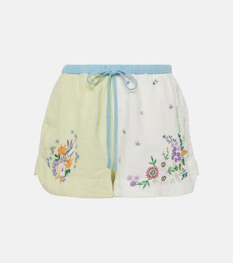 Willa embroidered linen shorts | Alémais