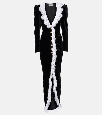 Lace-trimmed velvet maxi dress | Alessandra Rich