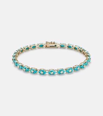 Bracelet Eternity en or 14 ct, turquoise et diamants | Sydney Evan