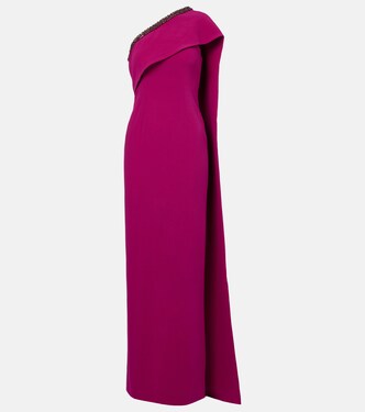 Caped embellished satin crêpe gown | Roland Mouret