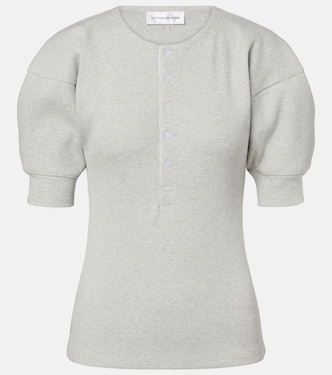 Cotton-blend Henley shirt | Victoria Beckham