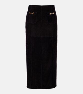 Edwina high-rise suede midi skirt | Rixo