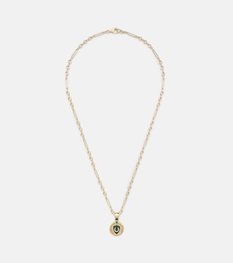 18kt gold necklace with emerald and diamonds | FoundRae