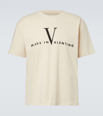 T-shirt rayé en coton à logo | Valentino