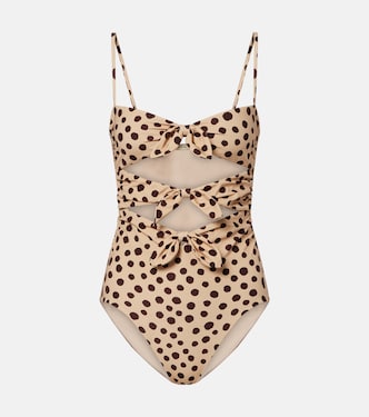 Polka-dot cutout swimsuit | Valentino