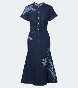 Bedrucktes Midikleid aus Denim | Erdem