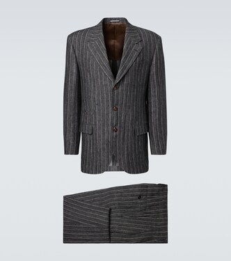 Pinstripe linen suit | Brunello Cucinelli