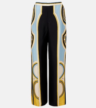 Club printed silk twill wide-leg pants | La DoubleJ