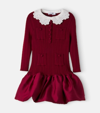 Vestido acanalado con bordado inglés | Self-Portrait Kids