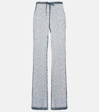 Printed sheer silk wide-leg pants | Dries Van Noten