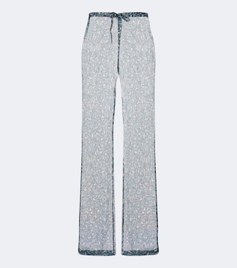 Printed sheer silk wide-leg pants | Dries Van Noten