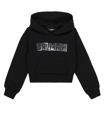 Sweat-shirt à capuche en coton à logo | Balmain Kids