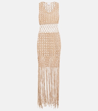 Fringe-trimmed crochet midi dress | Anna Kosturova