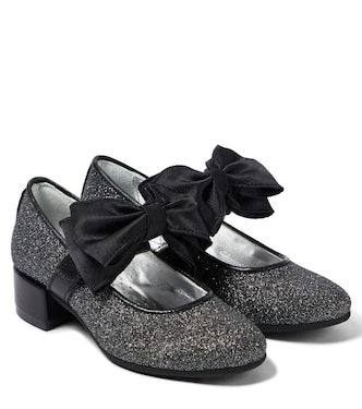 Bow-trimmed glitter ballet flats | Monnalisa
