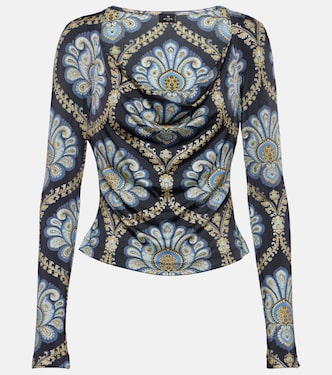 Scoop-neck paisley jersey top | Etro