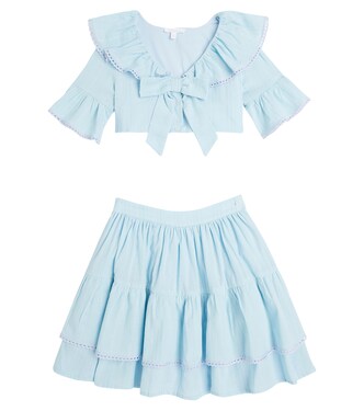 Bow-detail poplin shirt and skirt set | Patachou