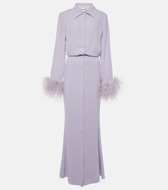 Robe longue en satin à plumes | Roland Mouret