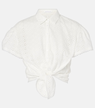 Cycas broderie anglaise cropped shirt | Poupette St Barth