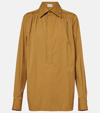 Gathered cotton-blend blouse | Saint Laurent