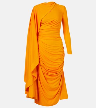 Vestido largo de jersey drapeado | Bottega Veneta