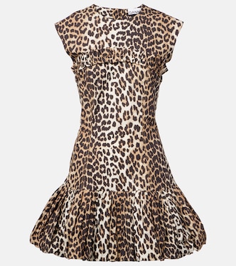Leopard-print cotton corset dress | Ganni