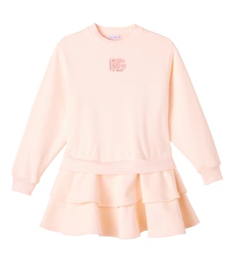 DG tiered cotton fleece dress | Dolce&Gabbana Kids