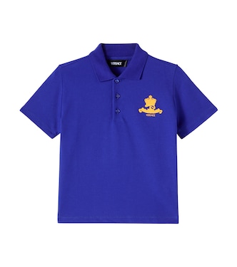 Logo cotton piqué polo shirt | Versace Kids