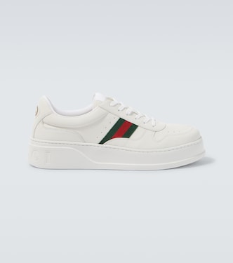 Web Stripe leather sneakers  | Gucci