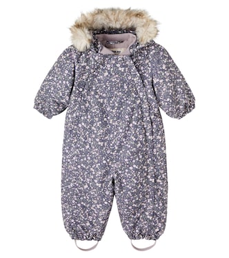 Baby Nickie floral hooded snowsuit | Wheat