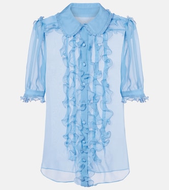Ruffled semi-sheer silk blouse | Dolce&Gabbana