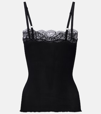 Lace-trimmed silk jersey tank top | Saint Laurent