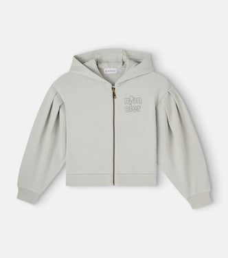 Cropped logo cotton fleece hoodie | Moncler Enfant