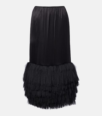 Fringed silk-blend satin slip skirt | Phoebe Philo