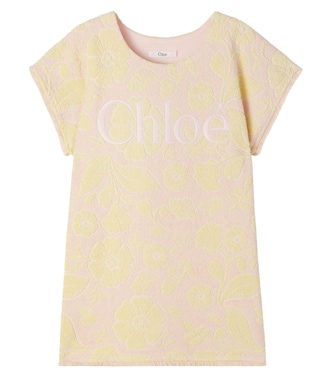 Logo floral cotton-blend terry dress | Chloé Kids