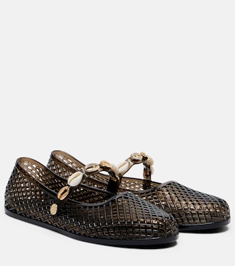 Iro embellished fishnet ballet flats | Ancient Greek Sandals