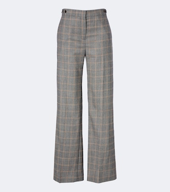 Pantaloni a gamba larga in lana a quadri | Stella McCartney
